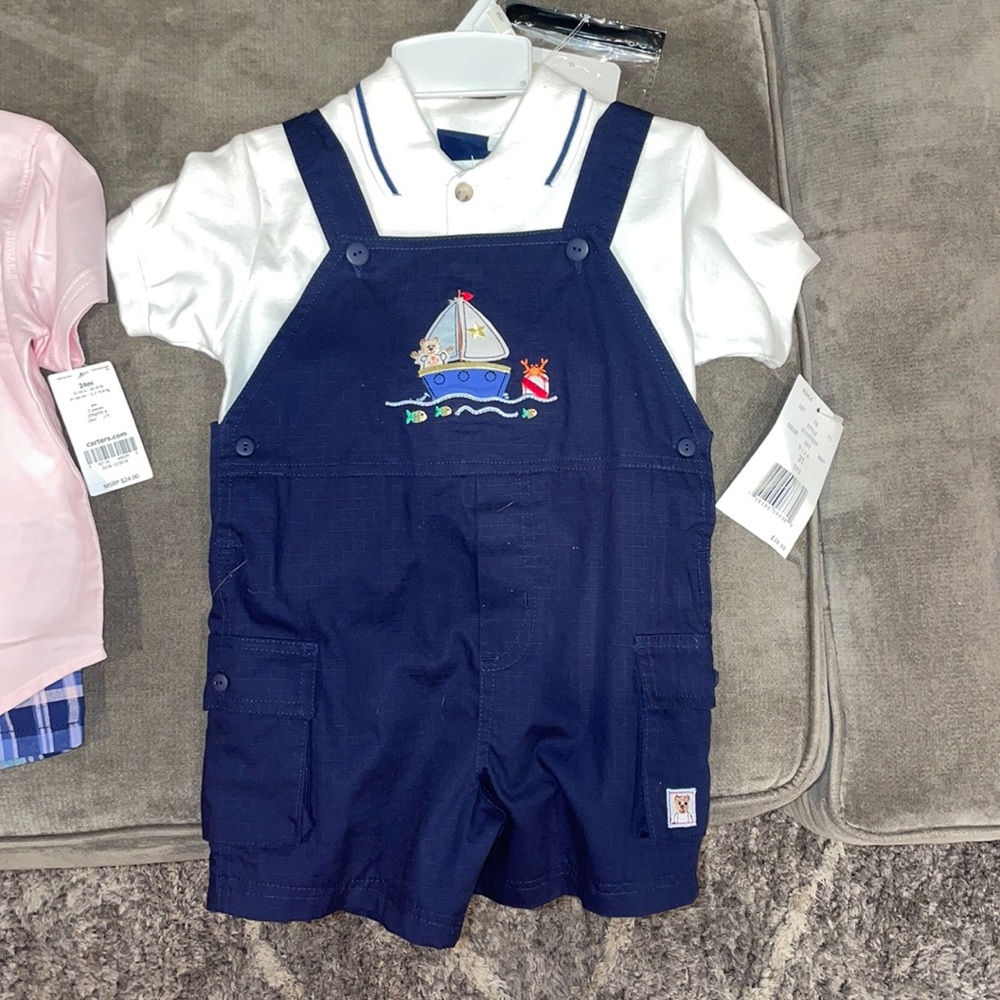 Brand new overalls with polo shirt